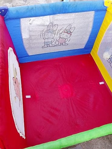 Manejlər: Uşaq oyun manesi / playpen - Rəngarəng dizayn: qırmızı-yaşıl-göy-sarı — 4