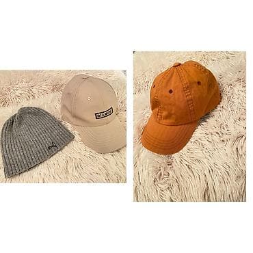 Kişi/qadın üçün papaq və şapka dəsti - 3 ədəd baş geyimi: - Açıq