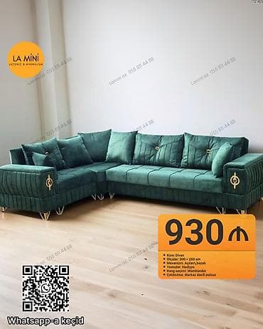 Künc divan, Açılan, Bazalı, Vеlur parça, Şəhərdaxili pulsuz çatdırılma