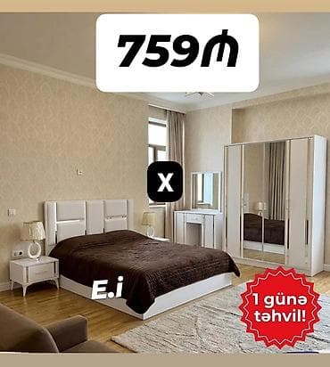 Yataq otağı mebel dəsti Dəst tərkibi: - 2 nəfərlik çarpayı (yumşaq