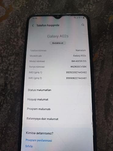 Samsung Galaxy A02 S, 32 GB, rəng - Qara, İki sim kartlı