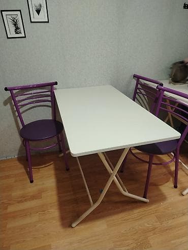 Masalar: Qatlanan, Dördbucaq masa, 2 stul — 4