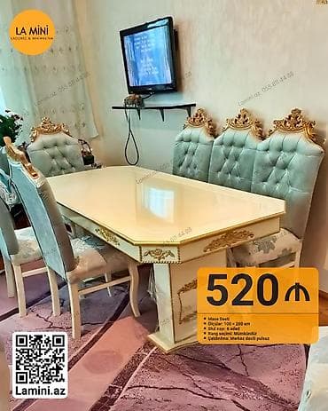 stullar satilir: Qonaq otağı üçün, Dördbucaq masa, 6 stul — 1