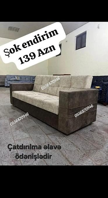 yeni mebellər: Divan, Qonaq otağı üçün, Parça, Bazalı, Açılan, Kitab — 1