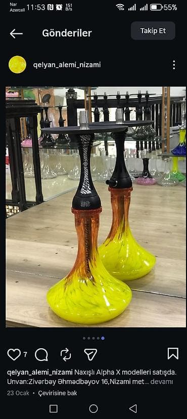 bas: Qəlyan – metal gövdəli, şüşə kolbalı tam dəst - Material: paslanmayan — 8