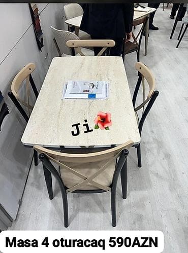 quxna mebeli ucuz: Mətbəx üçün, Açılmayan, Dördbucaq masa, 4 stul — 1