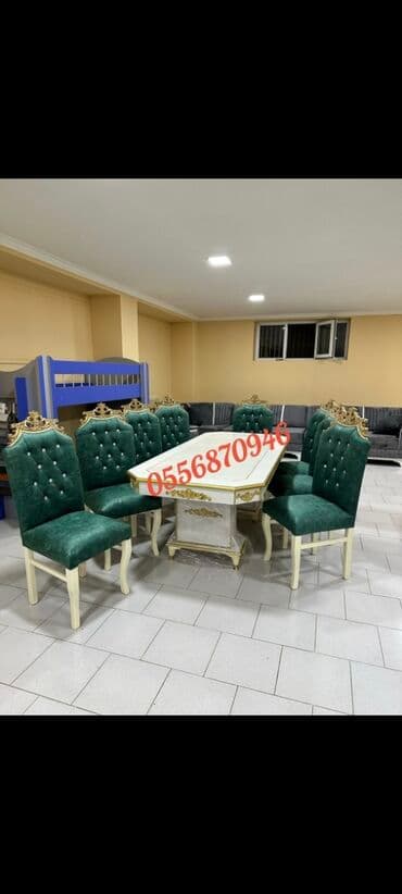 oturacaq dəstləri: Qonaq otağı üçün, Yeni, Açılmayan, Dördbucaq masa, 6 stul — 7