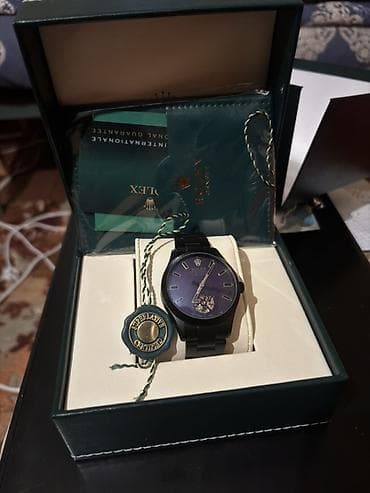 deri kaslok: Qol saatı, Rolex, rəng - Qara — 2