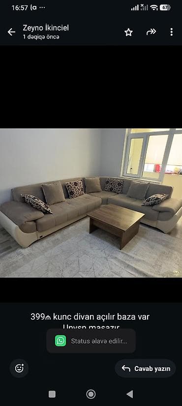 Divanlar: 399₼ kunc divan açılır baza var 
Unvsn masazır
N795 zeyno♥️ — 1