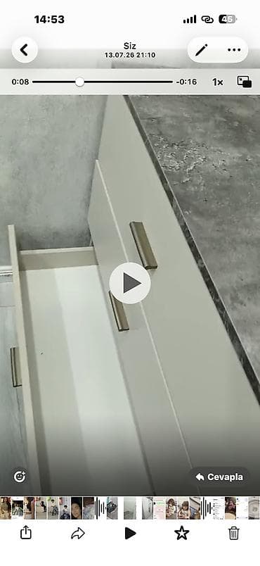 taxta komod: Masaüstü güzgülü komod - Minimalist dizaynlı, zərif krem rəngli komod — 6