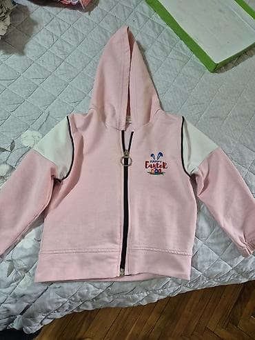 Uşaq üçün kapüşonlu kardiqan/svitşot - Rəng: açıq çəhrayı, ağ qol