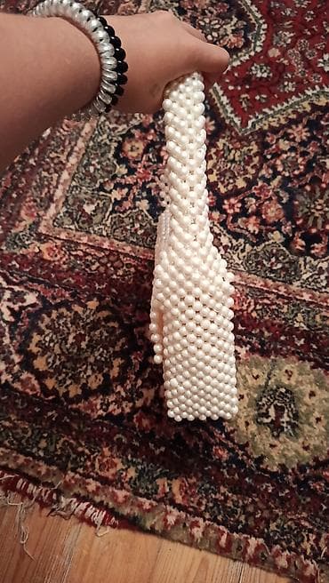 Сумки: Mirvari fakturalı əl işi çanta - Material: Süni mirvari boncuklardan — 4