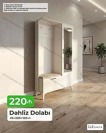 seyf dolab: Dəhliz Dolabı – 45×200×100 sm - Rəng seçimi: mümkündür - Material: 18 — 1