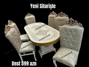 Qonaq otağı üçün, Yeni, Açılmayan, Oval masa, 6 stul