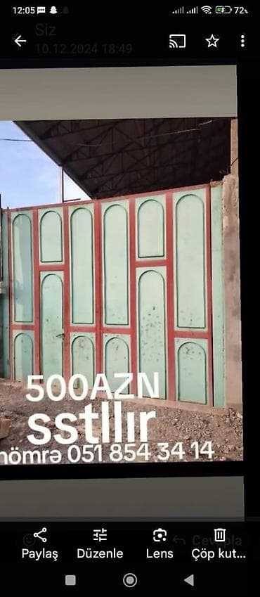İşlənmiş Dəmir Həyət darvazası, Yana açılan, 3 m, Mexaniki, rəng - Yaşıl, Kredit yoxdur, Ödənişli çatdırılma