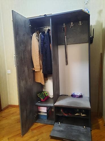 dehliz şkafi: İşlənmiş, 1 qapı, Güzgülü, Boz, Digər material, Açılan, Düz dolab — 3