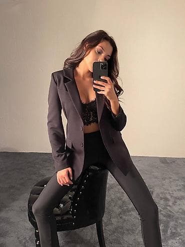 klassik qadın şalvarları: Qadınlar üçün klassik model blazer - Model: düz kəsim, beldə yüngül — 4