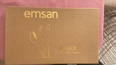 Столовые приборы: Emsan qızılı rəngdə 6 nəfərlik çəngəl, bıçaq və qaşıq dəsti( 2 — 3