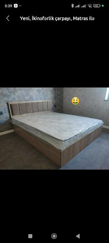 İkinəfərlik çarpayı, Bazalı, Matras ilə, Siyirməsiz — 1