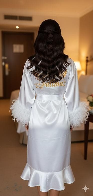 bel sumkasi: Gəlinlər üçün fərdiləşdirilə bilən atlas xalat - Material: parlaq — 8