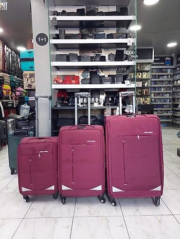 Çamadanlar: POALBOO tekstil çamadan dəsti – 3 ölçü - Rəng: tünd narıncı/şərab — 1