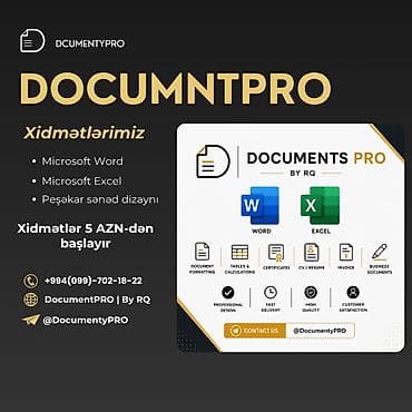 ad yazma: Microsoft Word və Excel proqramlarında peşəkar sənədlərin hazırlanması — 1