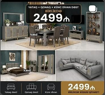 balaca masa: Yataq + Qonaq + Künc divan dəsti – birlikdə – Üslub: müasir klassik — 1