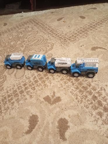 машины для детей: Uşaq oyuncağı – 4 ədəd mavi servis maşınları dəsti - Rəng — 4