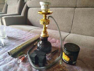 xonça şəkli çəkmək: Mini nargilə dəsti Komplekt: - Dekorlu şüşə kolba və qızılı metal — 2