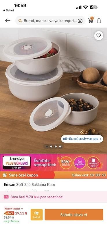 quru: Emsan Soft 3’lü Saklama Kabı – qida saxlama qabları dəsti - Brend — 2