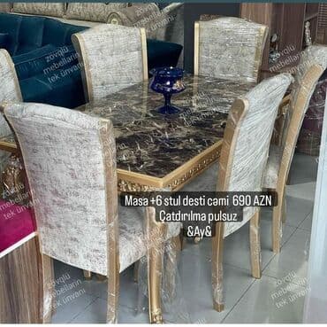 boyama seti: Qonaq otağı üçün, Yeni, Açılan, Oval masa, 6 stul — 16