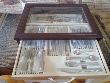 qab qaşiq: Çoxmərtəbəli çəngəl-bıçaq dəsti və vitrinli qutu - Dəbdəbəli ağac — 6