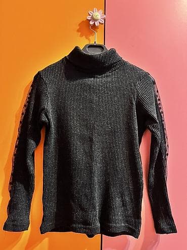 Cinslər və şalvarlar: Qız uşaqları üçün qara rəngli golf köynək - Model: uzunqol, balıqçı — 1