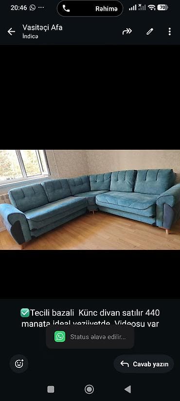Ev üçün mebel: ✅Tecili bazali Künc divan satılır 440 manata.ideal veziiyetde — 1