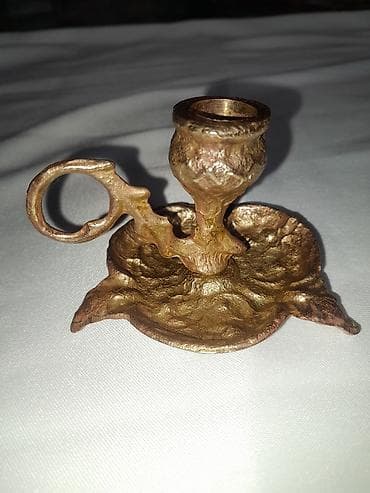 ayaq üstü saat: Bürünc şamdan – tutacaqlı, portativ model - Material: tam bürünc — 1