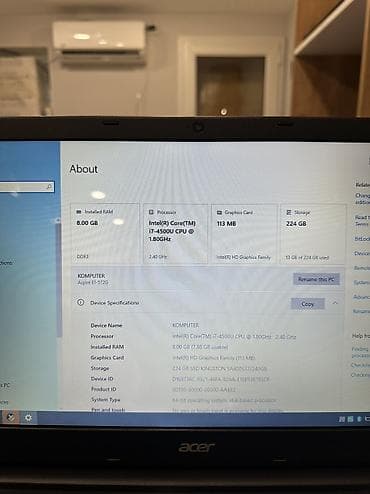 intel i5 notebook: İşlənmiş Acer Aspire, 15.6 ", Intel Core i7, 256 GB, Ödənişli çatdırılma — 5