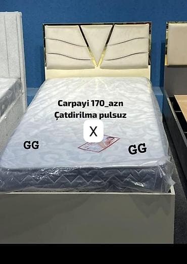 matraslar: Çarpayı və döşək dəsti - Rəng: krem-ağ korpus, başlıqda qızılı dekor — 1