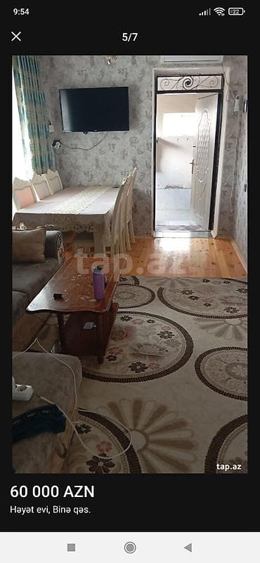 bine qesebesinde ev: Həyət evi – Binə qəs. - Plan: 2 yataq otagi bir zal, mətbəx və — 3