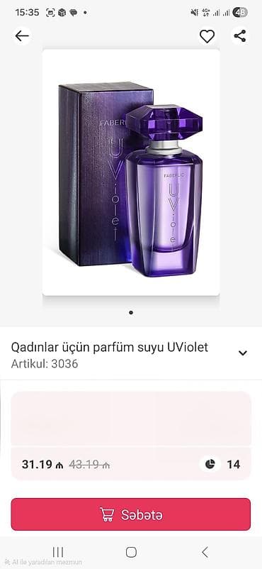 Qadınlar üçün parfum suyu UViolet – Artikül: 3036 Brend: Faberlic Ad