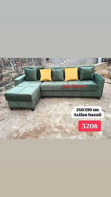 divalar: Künc divan, Yeni, Açılan, Bazalı, Vеlur parça, Şəhərdaxili pulsuz çatdırılma — 1