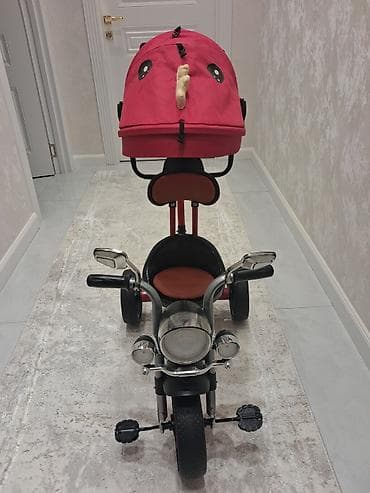 Uşaq üçtəkərli velosipedi – moto tərzində dizayn - Önü iri faralı və