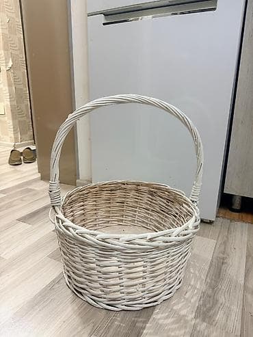 kaktus meyvesi: Ağ rəngdə süngü səbət - Material: təbii toxunma (söyüd/qamış tipli) — 1