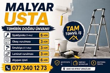 plastik qapi gence: Oboy vurulması 3 Azn spaklyovka suvağı üstündən 3 sloy 5azn Azn — 2