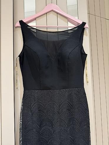 tül donlar: Zərif qara axşam/libas - Model: Uzun, düz kəsim - Üst hissə: Yumşaq — 2