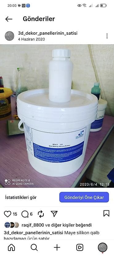 qab qacax: RTV 2 qəlb silikonu 1 klaqramlıq qab 25 AZN.5 klaqramlıq qab 100 — 3