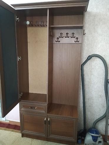 salon şkaf: Dəhliz üçün funksional şkaf-komod dəsti - Material: ağac teksturalı — 2