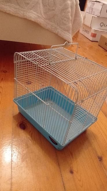 dana heyvan: Kiçik quş qəfəsi - Material: ağ rəngli metal barmaqlıqlar, mavi — 1