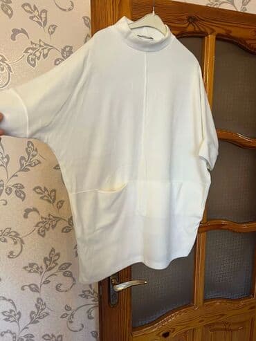 ag sarocka modelleri: Ağ rəngli oversize/bluza – S razmer. - Boş (relaks) kəsim, yarasa qol — 2