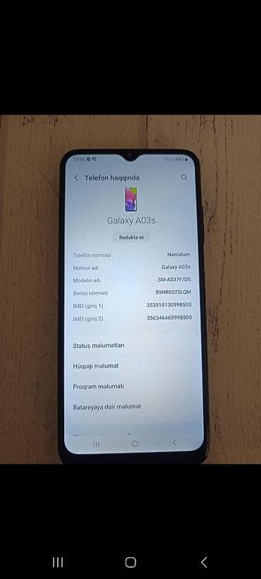 samsunq telfon: Samsung Galaxy A03s, 32 GB, rəng - Qara, İki sim kartlı — 4