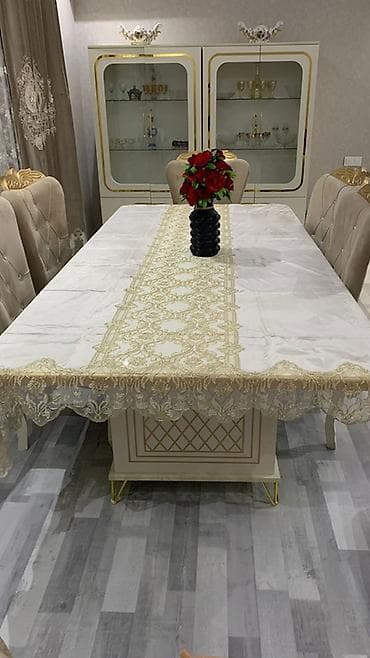 Qonaq otağı üçün, Açılan, Dördbucaq masa, 6 stul